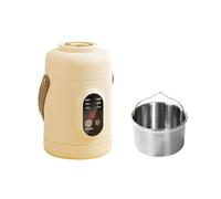 2026 Caja de cocina multifuncional con interior de cerámica, función de cocción al vapor, temporizador de larga duración para comidas saludables en el camino (beis, 20 x 10,6 cm)