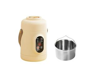 2026 Caja de cocina multifuncional con interior de cerámica, función de cocción al vapor, temporizador de larga duración para comidas saludables en el camino (beis, 20 x 10,6 cm)