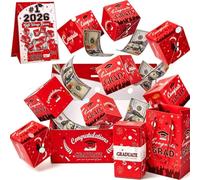 2026 Caja de Regalo Sorpresa de graduación Titular de Dinero en Efectivo Tarjeta de Confeti Hinchable DIY vacía Fiesta en Efectivo interactiva Divertida Decoración de Bricolaje Favores(Red,12 pcs)