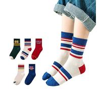 2026 - Calcetines de algodón para niños y niñas, novedad escolar, calcetines divertidos para niños pequeños, 5 pares de regalos divertidos para niños calcetines bebé niños meses, rojo, 12-16 años