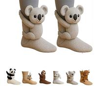 2026 Calcetines de animal 3D tejidos a mano, calcetines de invierno lindos y a crochet para Navidad, diseño de animales novedoso, transpirables y cómodos, regalo sorpresa para amantes de los animales