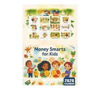 2026 Calendario de alfabetización financiera para niños-Planificador de administración de dinero para niños de 12 meses | Herramienta educativa de aprendizaje STEM para presupuestar, rastreo de