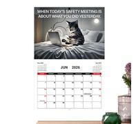 2026 Calendario de pared - Organizador lindo gatito, planificador artístico de la compañía | Diario ilustrado de las obras de gato, tablero de accesorios de oficina decorativa del hogar, planificador