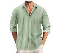 2026 Camisa Hombre Manga Larga Camisa Cuello Mao Casual Cómodo suelto Base Versátil Blusa Elegante Regular Estilo Temperamento Streetwear para Otoño, verde, XL