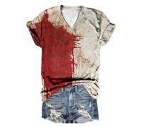 2026 Camiseta con sangre y salpicaduras de sangre, Halloween, está bien, disfraz, rojo, M