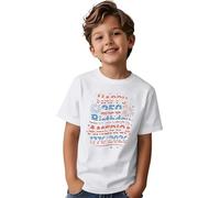 2026 Camiseta informal de manga corta con estampado gráfico para niños y niñas, cómoda camiseta de cuello redondo con estampado, Blanco, 8-9Years