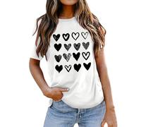 2026 Camiseta Mujer Mujer Camiseta Gráfica Día de San Valentín Camisetas de Manga Corta Amor Corazón Camisetas Lindo Regalo de San Valentín para ella, Blanco, L