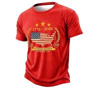 2026 Camiseta patriótica para niño con estampado gráfico para las celebraciones del 4 de julio - Camiseta estampada infantil para adolescentes, camiseta casual de manga corta, rojo, 6-7 años