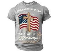 2026 Camiseta patriótica para niños con estampado gráfico para las celebraciones del 4 de julio - Cómoda camiseta casual para niños y adolescentes, Gris claro., 6-7 años