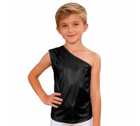 2026 Camiseta sin mangas con lentejuelas brillantes para niñas, con hombros asimétricos, ideal para disfraces de baile, fiestas como blusa/camiseta para niños, niños pequeños y adolescentes, Negro