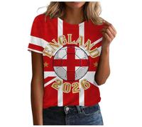 2026 Camisetas británicas de manga corta con estampado, moda casual de verano, rojo, L