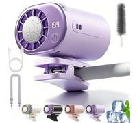 2026 Car Clip on Air Conditioner Fan with LED Display, 360° Rotation Portable Mini Cooling Fan, Portable Mini Cooling Fans with 199 Speeds & Semi-Coolings, USB for Car Office Camping (Purple)