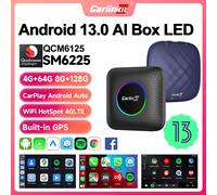 128GB CarlinKit LED inalámbrico CarPlay Android Auto Box CarPlay Ai Box Android 13 reproducción de vídeo pantalla dividida Qualcomm 8 núcleos FOTA SM6225 LED EAU 8GB RAM 128GB ROM
