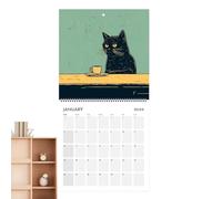 2026 Cat Calendar, Funny Coffee Cats, 11.69x8.27in Monthly Wall Planner, Cute Illustrated Design, Authentic Hanging Pages for Home, Rooms, School, Nursery, Scheduling, Planning