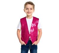 2026 Chaleco de Carnaval de Lentejuelas para Niños con Brillo Fiesta Camiseta sin mangas para Niños Niñas Ropa Festiva Disfraz de Baile Infantil Brillante, Rosa intenso., 1-3Years