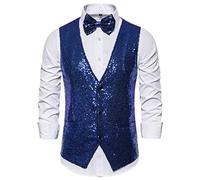 2026 Chaleco de hombre Slim Fit Business Boda Chaleco sin Mangas Camiseta sin Mangas con Corbata, azul, XL