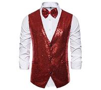 2026 Chaleco de hombre Slim Fit Business Boda Chaleco sin Mangas Camiseta sin Mangas con Corbata, Vino, L