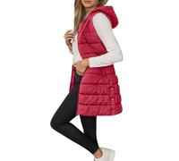 2026 Chaleco de plumas de invierno cálido acolchado sin mangas con botones cremallera para actividades al aire libre en clima frío, rojo, XXL