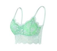 2026 - Chaleco de talla grande para mujer con sujetador de alambre de corte lencería, lencería con cuello en V, lencería con almohadilla para el pecho S3XL Fitness Top para mujer, verde menta, 3XL