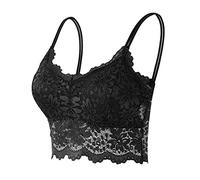 2026 - Chaleco de talla grande para mujer con sujetador de alambre de corte lencería, lencería con cuello en V, lencería con almohadilla para el pecho S3XL Fitness Top para mujer, Negro , XXL