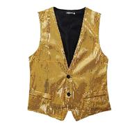 2026 Chaleco de Traje de Hombre Slim Fit Business Vest Camiseta sin Mangas para Boda Ocasiones Formales, dorado, M