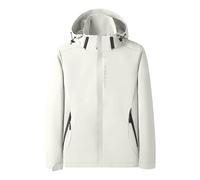 2026 Chaqueta de entretiempo para mujer, abrigo informal para mujer, ropa exterior ligera para invierno, cortavientos softshell con bolsillos para ropa urbana diaria, Blanco, XXL