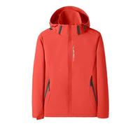 2026 Chaqueta de entretiempo para mujer, abrigo informal para mujer, ropa exterior ligera para invierno, cortavientos softshell con bolsillos para ropa urbana diaria, rojo, XXL