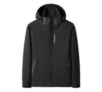 2026 Chaqueta de entretiempo para mujer, abrigo informal para mujer, ropa exterior ligera para invierno, cortavientos softshell con bolsillos para ropa urbana diaria, Negro , M