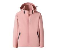 2026 Chaqueta de entretiempo para mujer, abrigo informal para mujer, ropa exterior ligera para invierno, cortavientos softshell con bolsillos para ropa urbana diaria, Rosa., 3XL