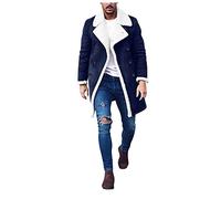 2026 Chaqueta de invierno para hombre, cuello vuelto, chaqueta softshell para cortavientos, chaqueta de bolsillo con botones, azul, L