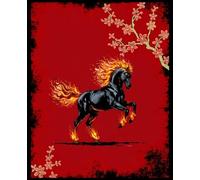 2026 Chinese New Year Fire Horse Journal: Elegant Red & Floral Zodiac Notebook | 7.5x9.25 Composition Book for School & Office | 120 Lined Pages | Lunar New Year Gift