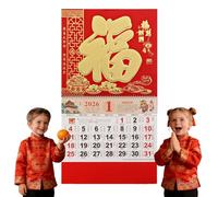 2026 Chinese Wall Calendar, Chinese Calendar 2026 Year of The Horse Wall Hanging, Monthly Zodiac Calendar for New Year Fortune Decor (Type-K)