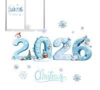 2026 Christmas Window Decorations - PVC | Reusable ? Stickers - Snowman, Snowflakes | Merry ?hristmas Static Clings for Home, Office, Classroom, a?d Holiday Parties
