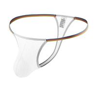 2026 Cintura baja y abdomen Par Bikini Tanga individual Ropa interior de hombre, Blanco, XL