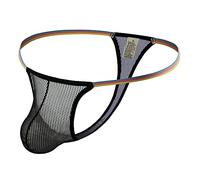 2026 Cintura baja y abdomen Par Bikini Tanga individual Ropa interior de hombre, Negro , XL