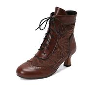 2026 Comercio Exterior Botas De Mujer De Gran Tamaño Con Cordones Tacón Grueso LACE Botas Occidentales, marrón, 42 EU
