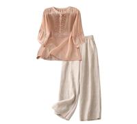 2026 Conjunto Dos Piezas Mujer Casual Camiseta Manga Larga y Pantalones Cordón Otoño Primavera Deportivo Jogging Traje Talla Grande Suelto Conjunto Moda Cómodo Color sólido Casa Pijama Chandal