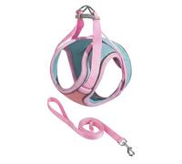 2026 Correa de arnés para gatos a prueba de fugas, chaleco ajustable de malla suave con rayas reflectantes para paseos (38-44 cm)