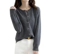 2026 Cream Cashmere Cardigans for Women Button up Open Front Crew Neck Sweaters Lightweight Long Sleeve Tops Cozy Outfits (Dark Gray,XXL)