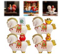 2026 Creative Horse Sculpture Crafts,Red Horse Statue Mini Resin Animals with Lucky and Wealth,Gold Ingot & Gourd Zodiac Horses Tabletop Fortune Figurines for Home,Office (HH)