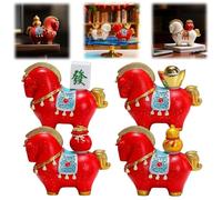 2026 Creative Horse Sculpture Crafts,Red Horse Statue Mini Resin Animals with Lucky and Wealth,Gold Ingot & Gourd Zodiac Horses Tabletop Fortune Figurines for Home,Office (GG)