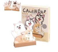 2026 Cute Pet Desk Calendar with Wooden Base,Cat and Dog Monthly Planner with Memo Pages,Adorable Pet Theme Desktop Calendar for Office Home Decor Pets Lovers
