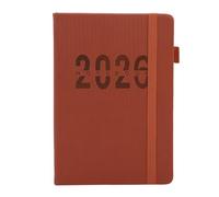 2026 Daily Planner 200 Sheets 400 Pages Hourly Appointment Book with PU Leather Cover Elastic Band for Daily Scheduling 5.71x8.46 Inch Brown
