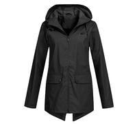 2026 Damen-Kapuzenpullover, wasserdichter Regenmantel, Solide Taschen, Jacke, Workout, Outdoor-Regenjacke (Black, L)
