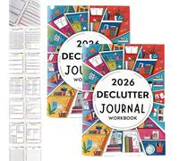 2026 Declutter Journal Workbook, Planificador de organización guiado de 60 páginas, Diario de organización familiar y planificación personal, para el hogar y la vida, indicaciones (2Pcs)