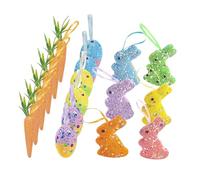 2026 Decoración de conejo de Pascua, huevos y zanahorias, espuma ligera para colgar, para coloridas coronas de Pascua (blanco, 13 cm)