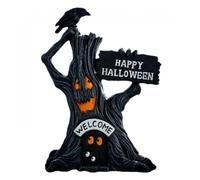 2026 Decoración de Halloween Estatuas para interiores Dale a tu espacio vital un toque de encanto lúdico con esta figura de mesa de resina en forma de árbol fantasma (negro, 10 unidades