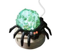 2026 Decoración de Halloween Luminosa Lámpara Decorativa Amatista Cristal Luz Nocturna con Base de Madera Lámpara Gótica para Porche Ambiente Iluminación Espeluznante Lámpara de Mesa Fiesta Otoño