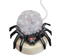 2026 Decoración de Halloween Luminosa Lámpara Decorativa Amatista Cristal Luz Nocturna con Base de Madera Lámpara Gótica para Porche Ambiente Iluminación Espeluznante Lámpara de Mesa Fiesta Otoño