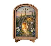 2026 - Decoración de mesa con diseño de resurrección: tres cruces vacías, escena bíblica para, ideal para la repisa de la chimenea. (B, talla única)